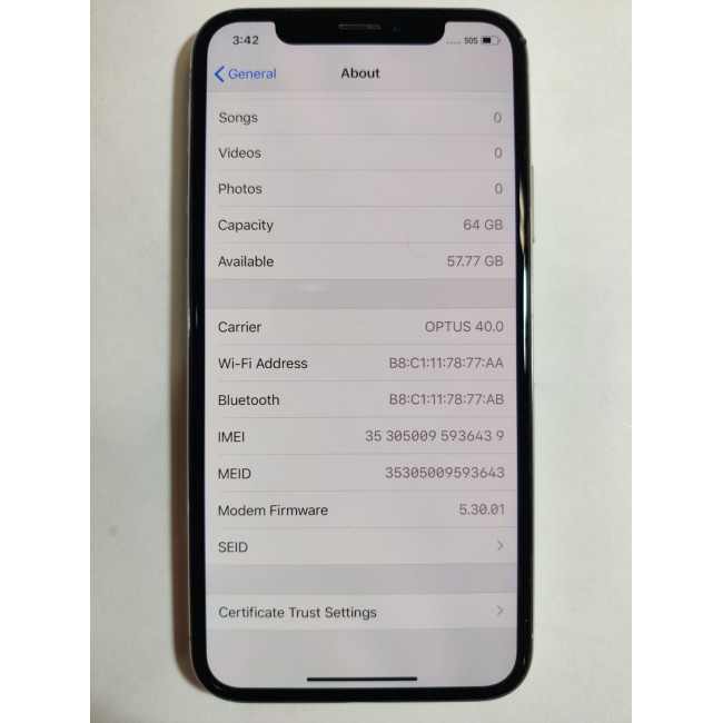 B】iPhoneX/64/au （Apple iPhone X ( 64 GB Storage, 0 GB RAM  