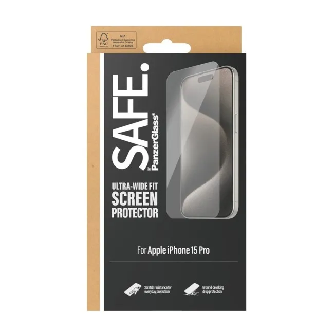 PanzerGlass Safe Screen Protector for Apple iPhone 15 Pro