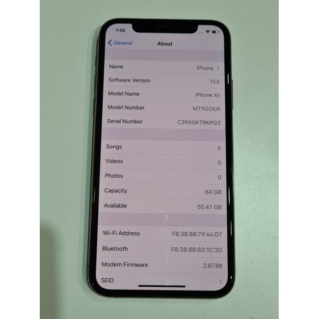 Apple iPhone XS 64GB - Gold - Face ID Not Working - Minor Back Crack -