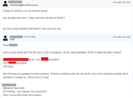 A2 Hosting Takes Ages for Migration